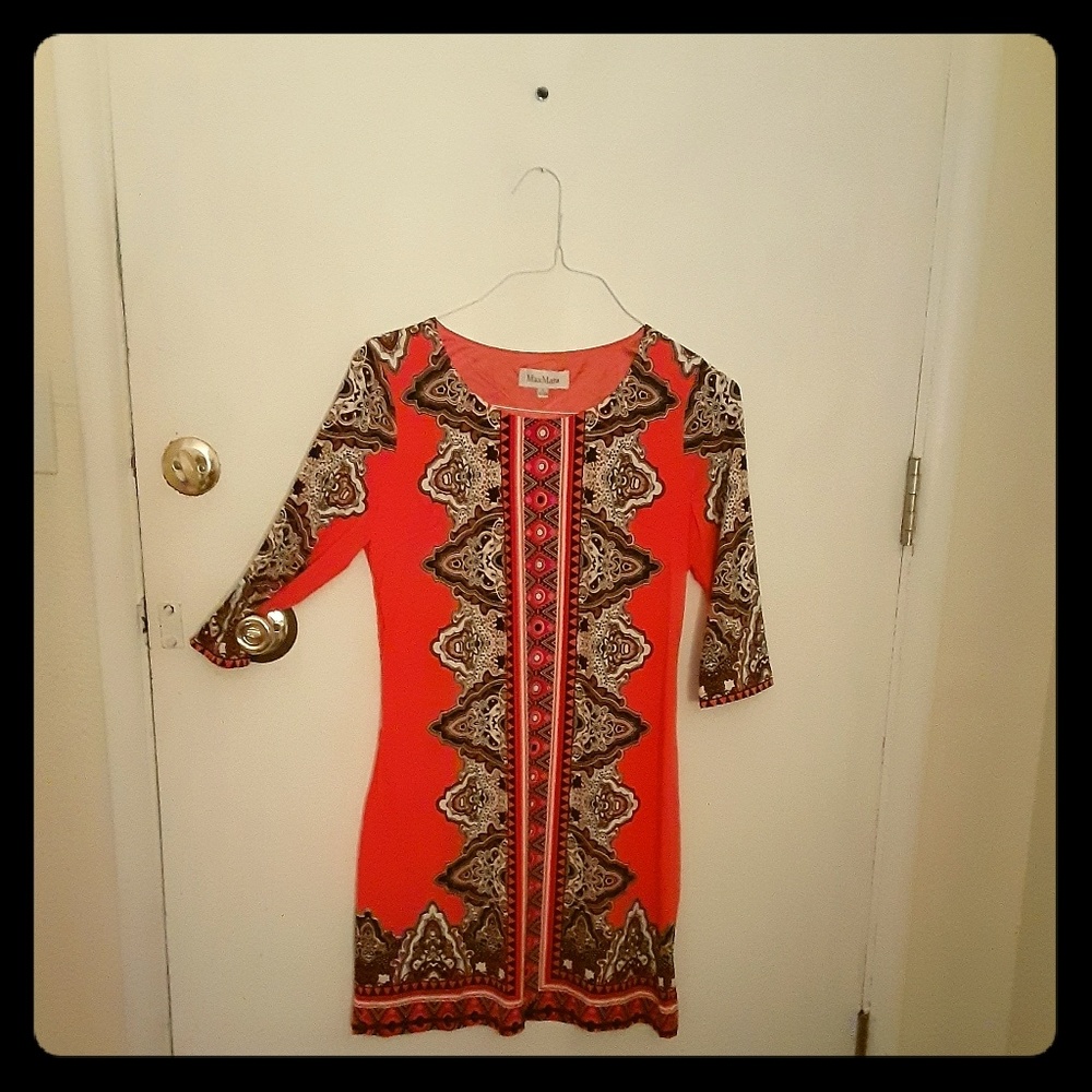 MaxMara very cute orange and graphic print dress.